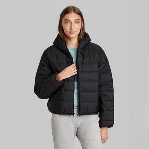 Wild Fable Black Puffer Hooded Jacket